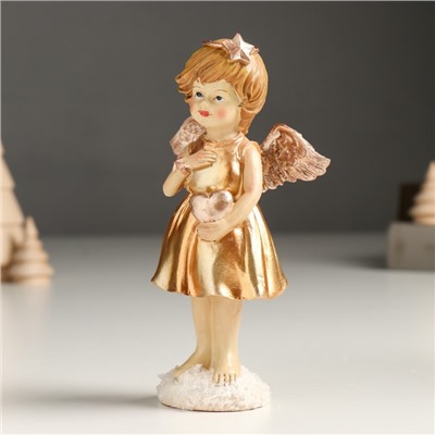 Сувенир полистоун "Девочка-ангел в золотом платье, с сердцем" МИКС 4х7х14 см